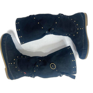 BC Footwear Women's Straight A's Black Suede Moccasin Boots Studded Size 9